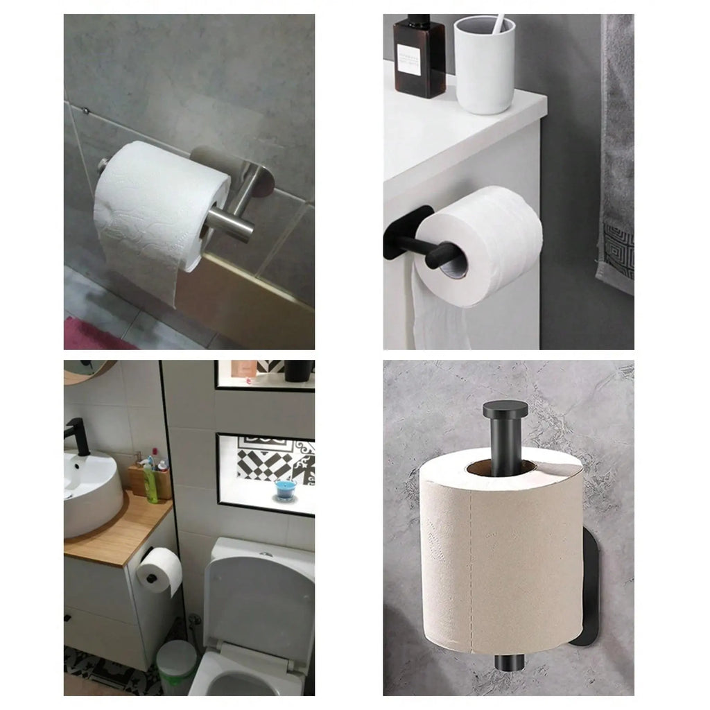 Wall Mounted Toilet Paper Holder, Toilet Paper Organizer, Self Adhesive Stainless Steel Roll Paper Dispenser for Kitchen Bathroom, Bathroom Accessories, #GLOBAL PICKS