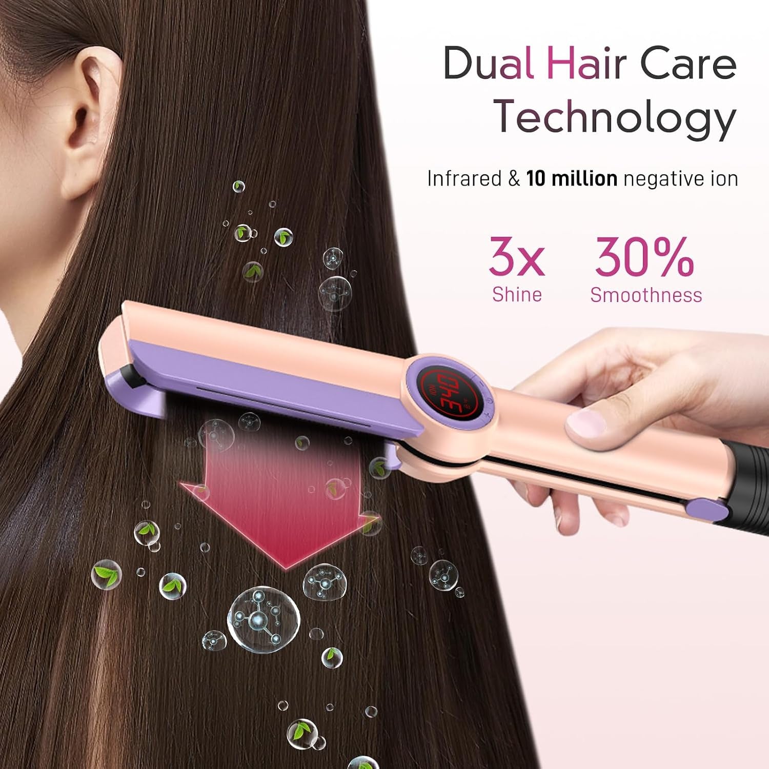 Flat Iron Hair Straightener – 1.75” Ceramic Infrared Ionic Flat Iron with 5S Fast Heat-Up, Anti-Frizz Styling for All Hair Types