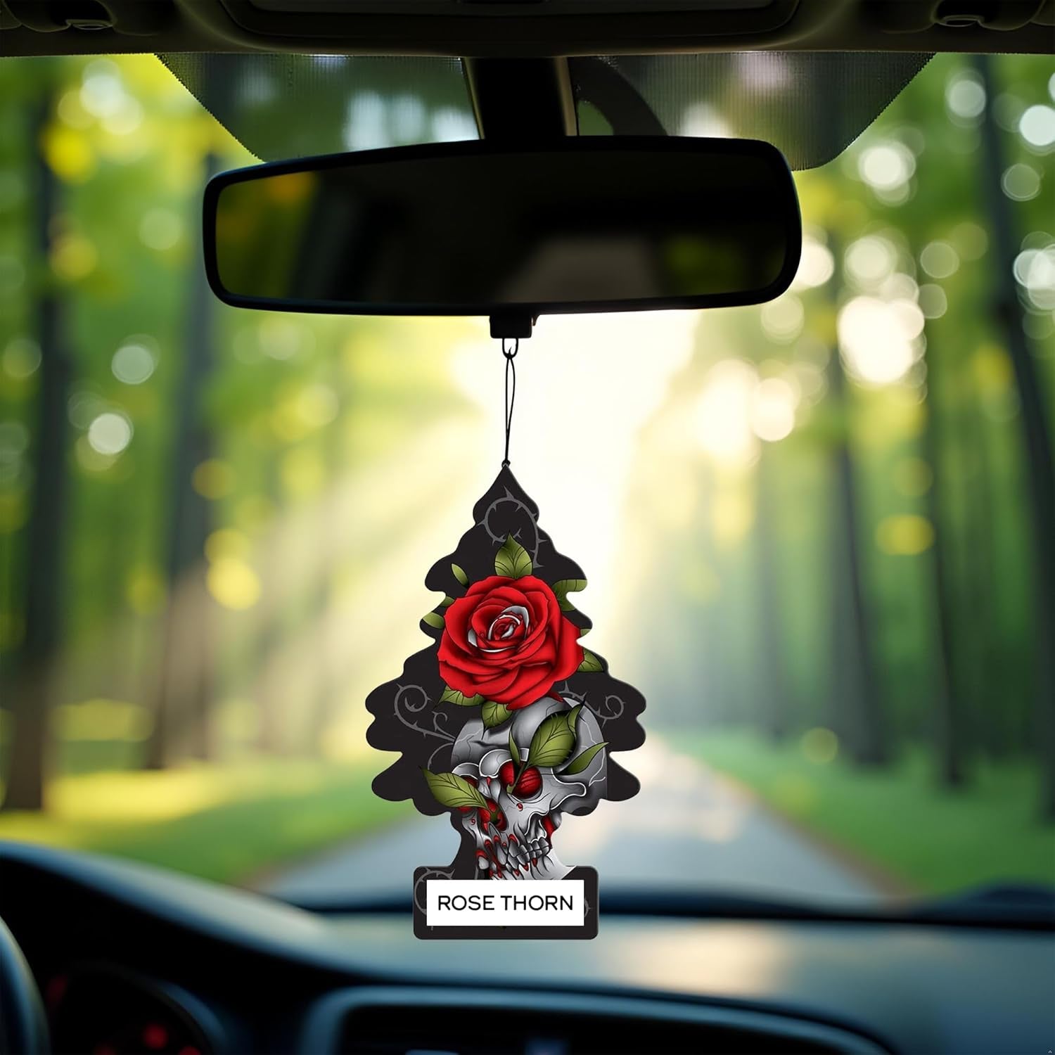 Car Air Freshener | Hanging Paper Tree for Home or Car | Rose Thorn | 6 Pack