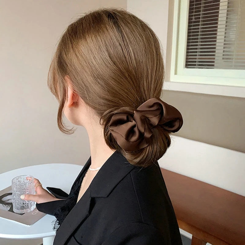 Accessoires Women Girls Silky Satin Hair Scrunchies Solid Stretch Elastic Simple Elegant Rubber Band Ponytail Tie Low Cost