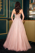 Strapless A-Line Romantic Festive Tulle Gown w/ Scoop Neckline CDCDS541