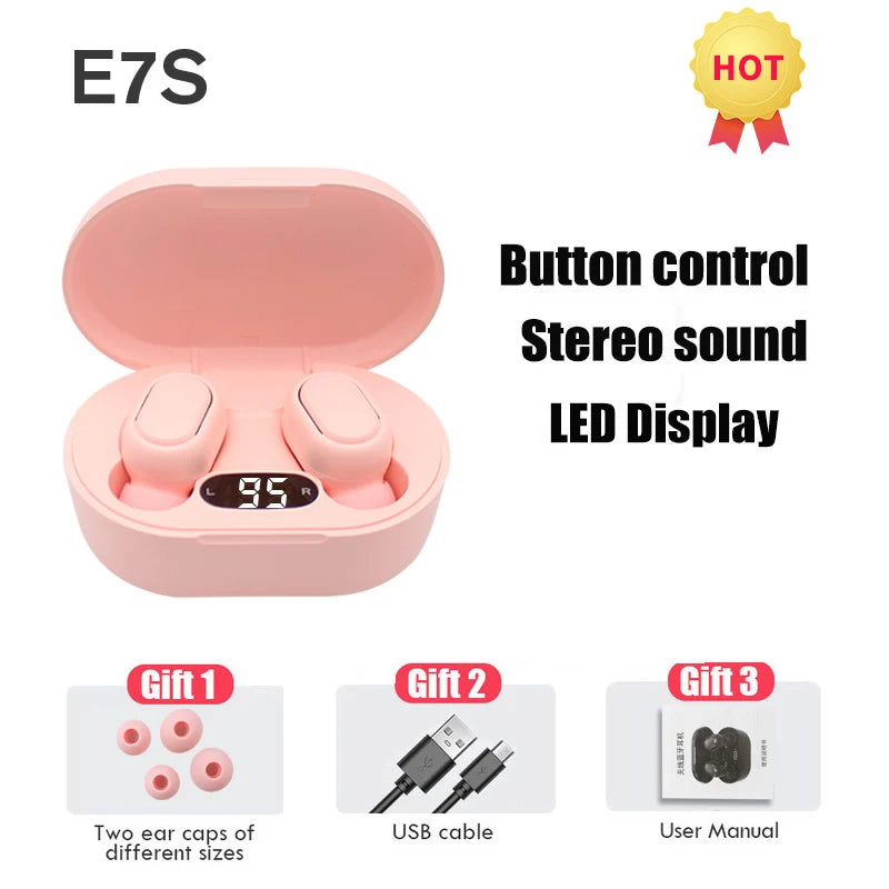 E7S TWS Fone Bluetooth Earphones 5.2 Wireless Headphones Noise Cancelling Earbuds with Mic Wireless Bluetooth Headset for Xiaomi