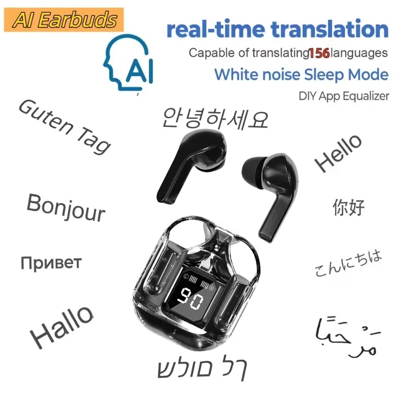 AI Translation Bluetooth Earphones Magic APP 156 Languages Real time Translator Meeting Summary Business Travel Wireless Earbuds