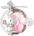 Kitty Car Air Freshener, Cute Pink Cat Pilot Air Vent Clip Interior Accessory, with 6 Color Changes, Rotating Propeller Car Air Outlet Fan, Creative Cartoon Car Air Freshener