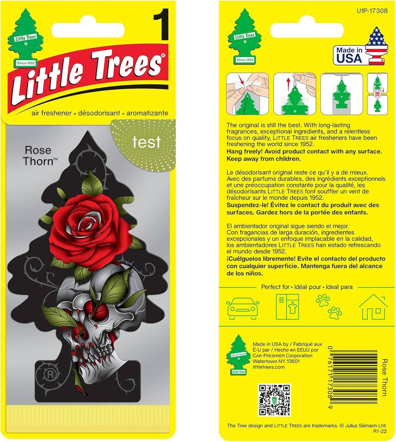 Car Air Freshener | Hanging Paper Tree for Home or Car | Rose Thorn | 6 Pack