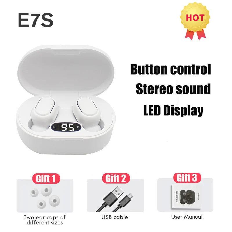 E7S TWS Fone Bluetooth Earphones 5.2 Wireless Headphones Noise Cancelling Earbuds with Mic Wireless Bluetooth Headset for Xiaomi