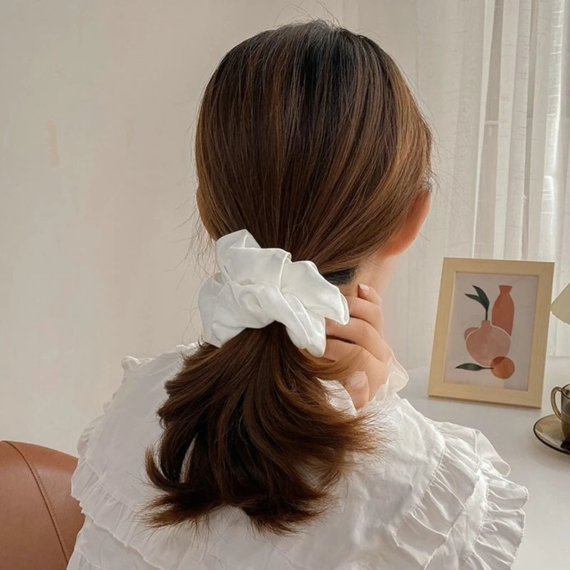 Accessoires Women Girls Silky Satin Hair Scrunchies Solid Stretch Elastic Simple Elegant Rubber Band Ponytail Tie Low Cost