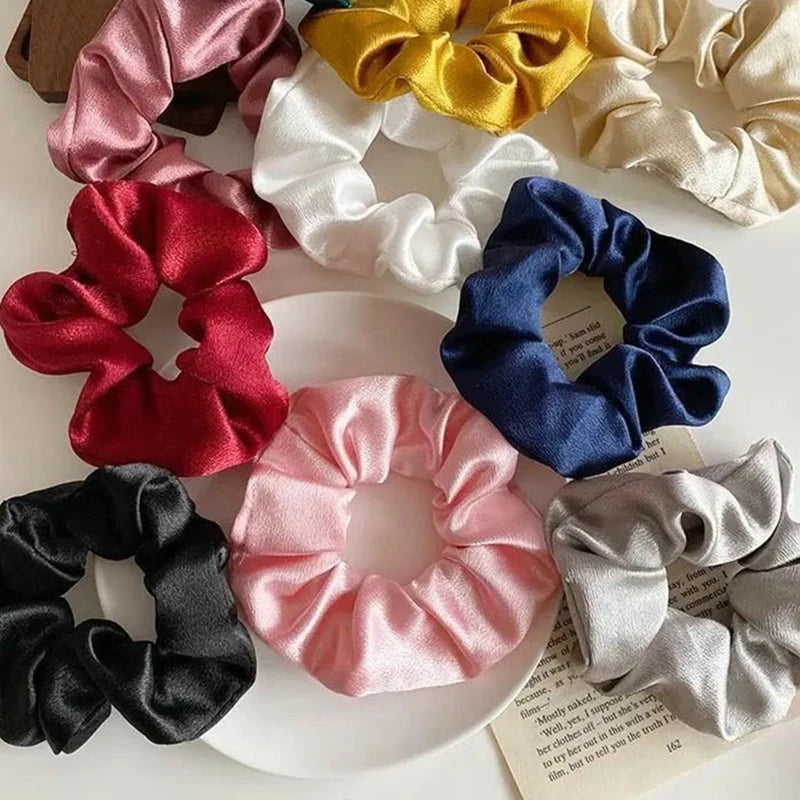 Accessoires Women Girls Silky Satin Hair Scrunchies Solid Stretch Elastic Simple Elegant Rubber Band Ponytail Tie Low Cost