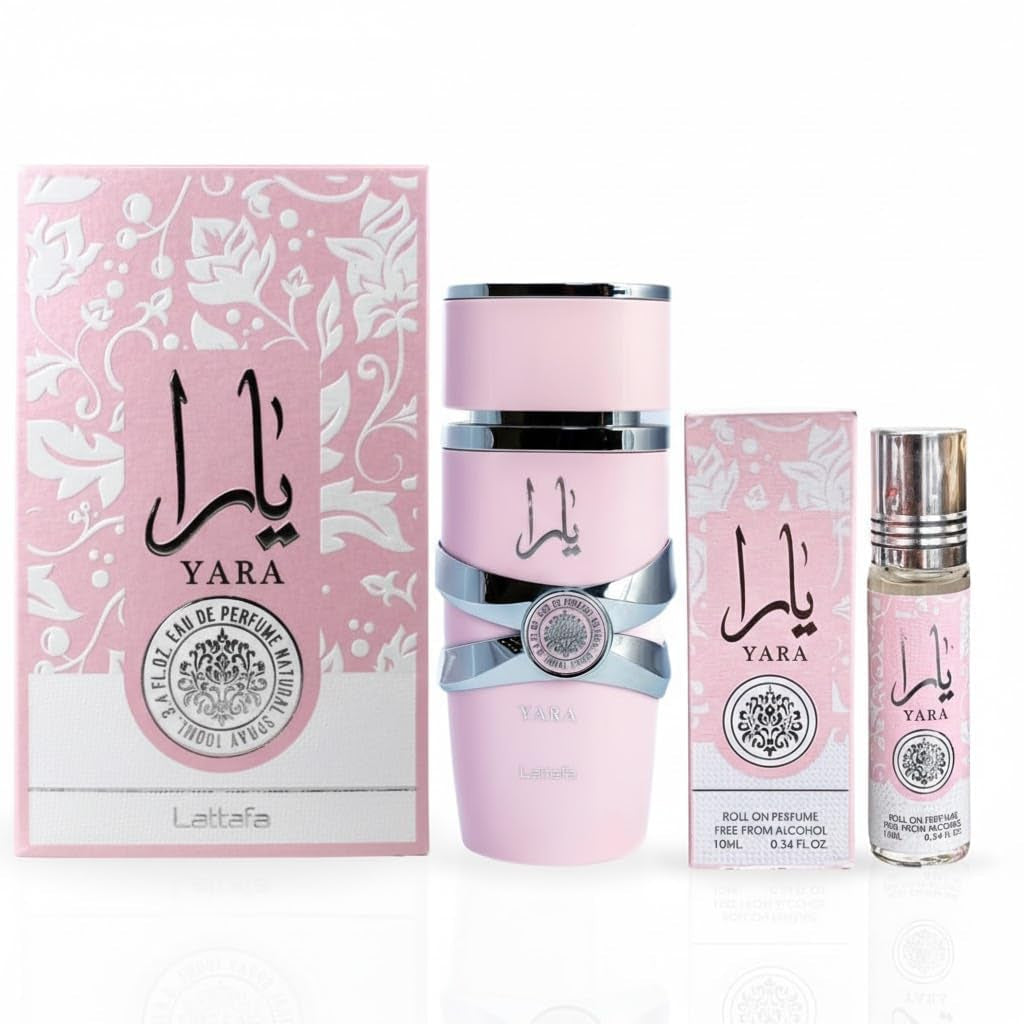 Yara 2-Piece Fragrance Bundle for Women (3.4 Oz Eau De Parfum Spray + 0.34 Oz Concentrated Perfume Oil)